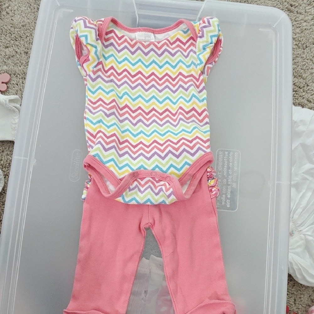 Baby Gear Pink and Multicolor Chevron Set